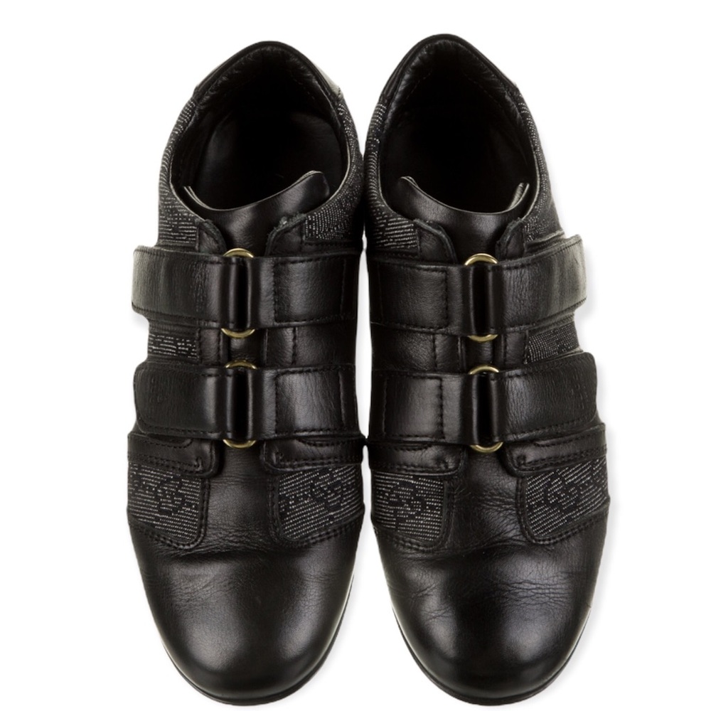 Gucci GG Low Top Denim & Leather Sneakers 7.5